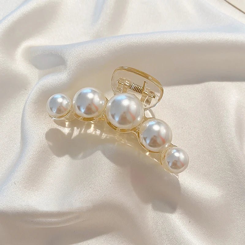 1/4pcs White Pearl Hair Clip Claw for Woman Korean Elegant Shark Clip Fashion Girl's Ponytail Clip Hair Accessories - Daebak