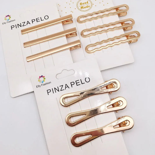 3pcs/set Elegant Hair Clips Crab Hollowing Out Hairpin Metal Geometric Hair Claw Barrette Women Girls Korean Hair Styling Tools - Daebak
