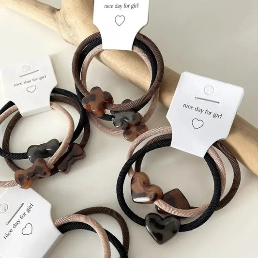 3pcs/set Woman Korean New Classic Leopard Hair Rope Fashion Acrylic Hair Rope Ties Headwear Girls Women Hair Accessories - Daebak