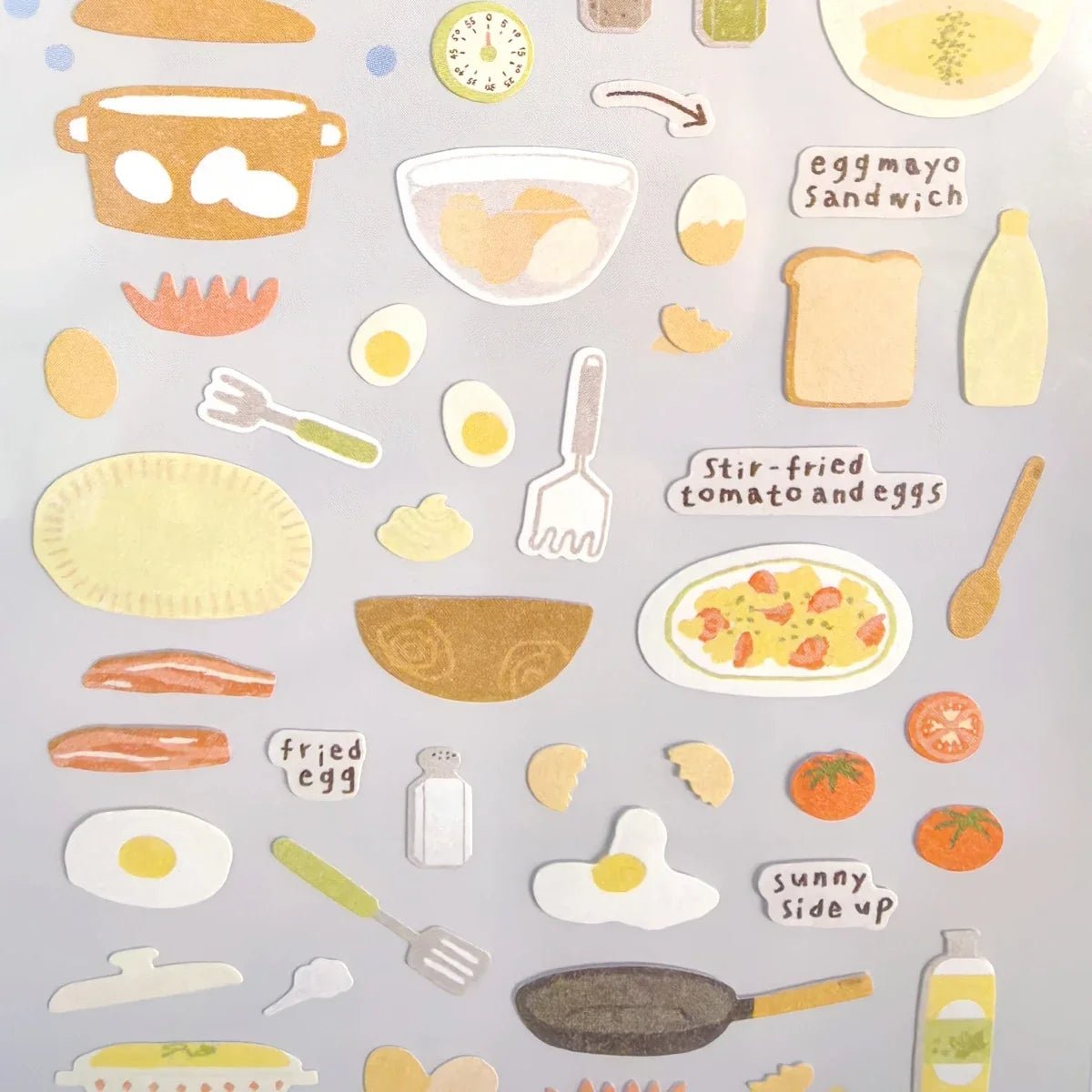 Eggtime Breakfast Sticker Set | Korean Aesthetic Paper Stickers for Scrapbooking and DIY - Daebak