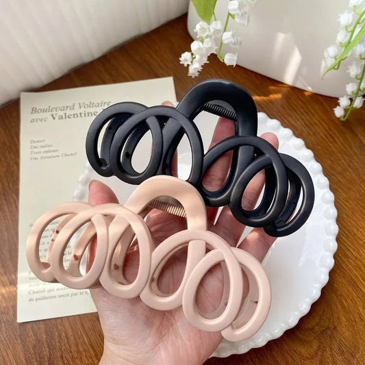 Frosted Hollow Hair Claw Bow Hair Clip Crab Elegant Hairpin Women Barrette Solid Headband Simple Korean Fashion Hair Accessories - Daebak