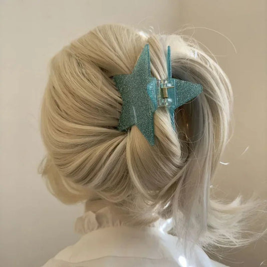 Korean Fashion Star Shaped Hair Claw Y2k Punk Hair Clip Clamp Irregular Acetate Shiny Star Claw Hairpin Party Hair Accessories - Daebak