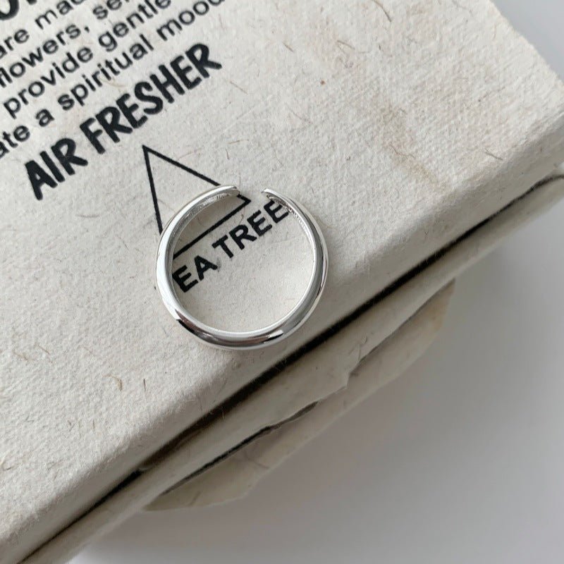 Korean Simple Minimalist Smooth Ring For Women, INS Trendy Cool Style, Adjustable Open Band - Daebak
