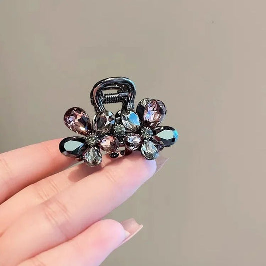 Light Luxury Imitation Crystal Flower Hair Gripper High-end Small Shark Clip Womens Back of Head Hair Clip Korean Style Headwear - Daebak
