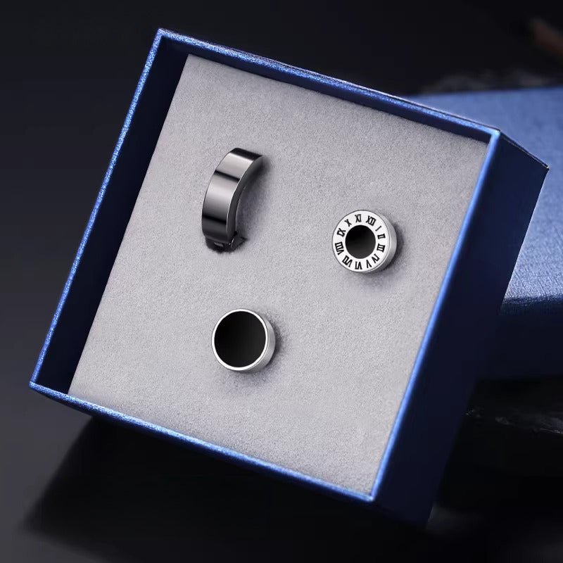 Men's Ear Clips Single Trendy Personal Korean Style Titanium Steel Stud Earrings - Daebak
