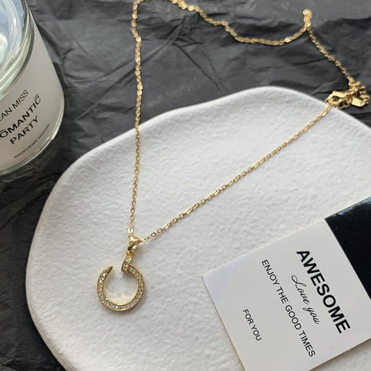 Nail Female Titanium Steel Rose Gold Necklaces - Daebak