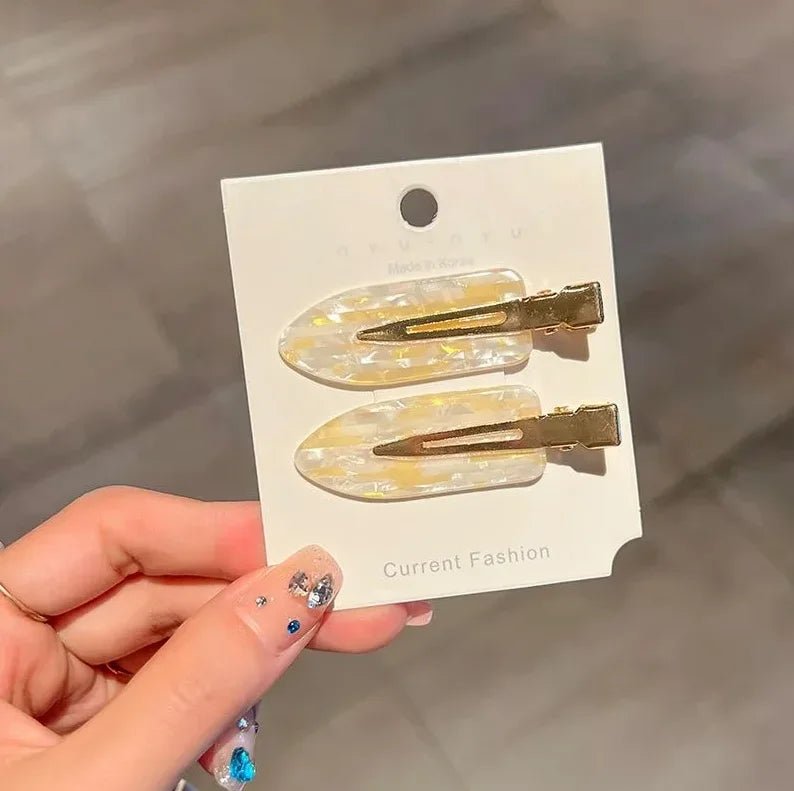 New 2/3/4pcs Korean Fashion Gold White Glitter Hair Pin Acetate Make Up Hair Clips Headwear Girls Women Hair Accessories - Daebak