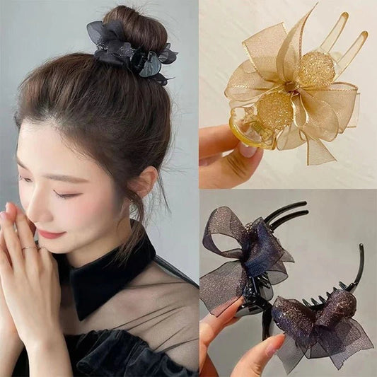 New Korean INS Style Premium Sense Of Ponytail Hair Clips Bow Grab Clip Female High Pill Head Artifacts Clip Headdress Hair Card - Daebak