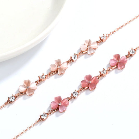 Pink White Crystal Sweet Design Personality Bracelets - Daebak
