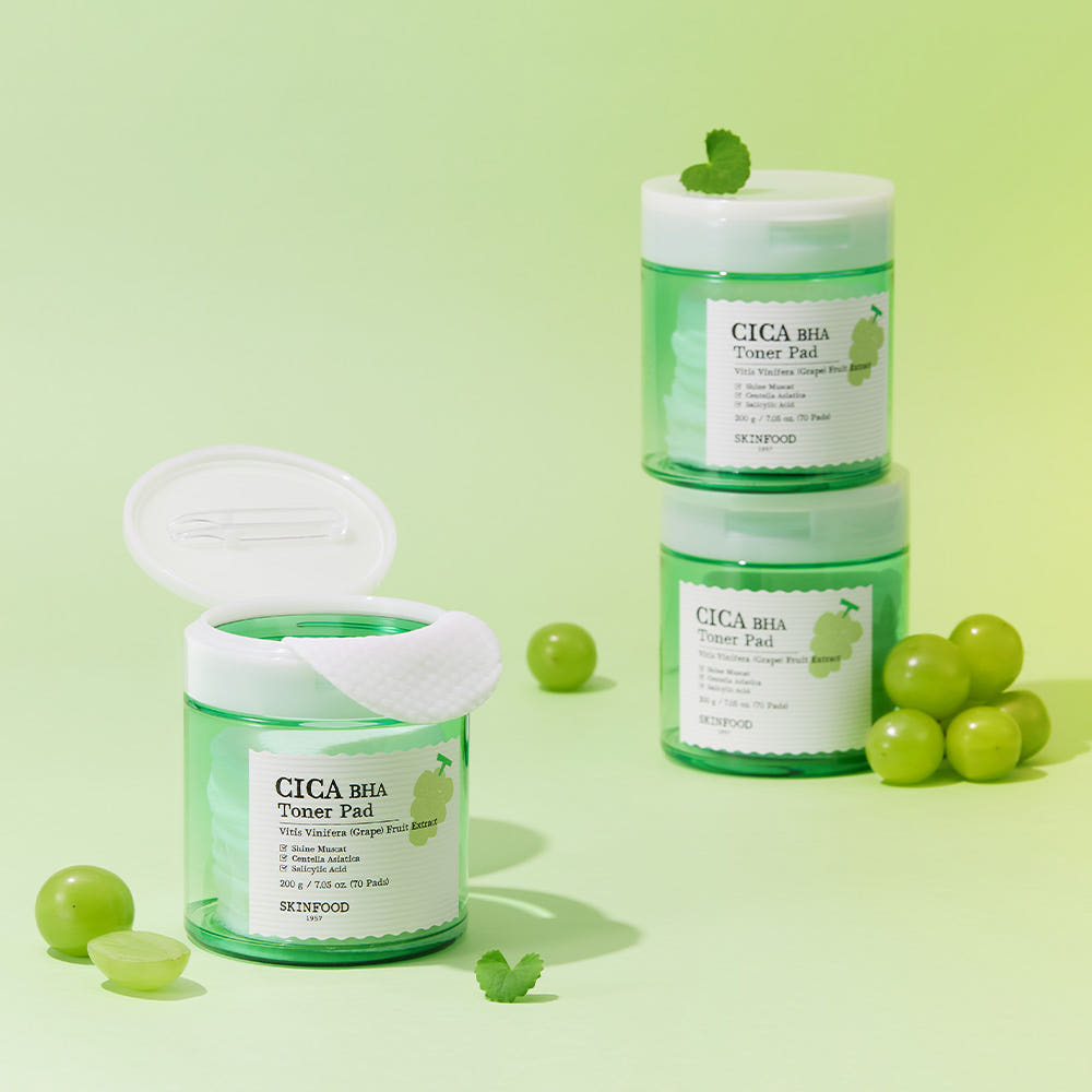 وسادات تونر SKINFOOD Shine Muscat Cica BHA، 200g/70ea