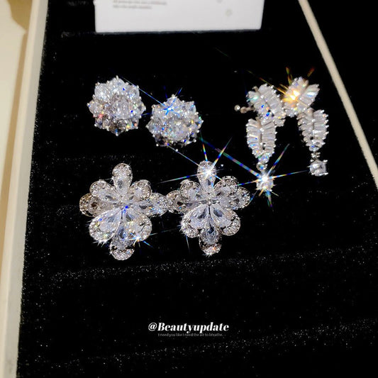 Style Super Flash Zircon Flower Korean Niche Bone Light Luxury Ear Clip - Daebak