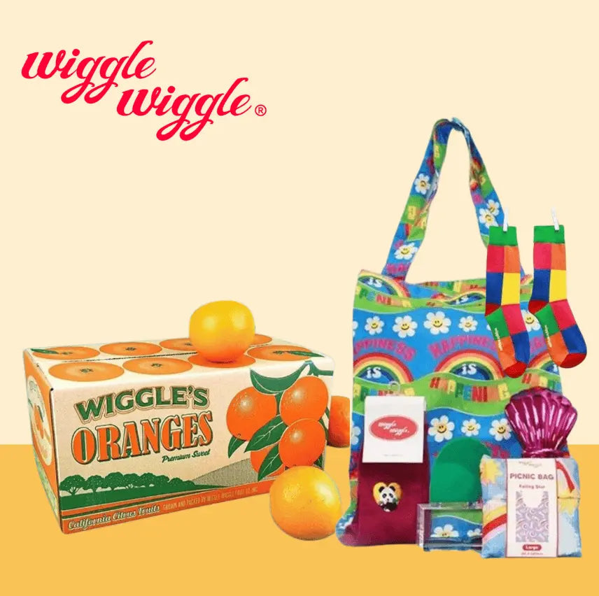 Wiggle Wiggle is daebak collab box showcasing vibrant Korean lifestyle items and quirky accessories with colorful, playful designs.