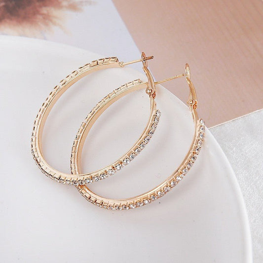 Women's Diamond Fashion Simple Elegant Korean Wear Super Shiny Temperament Personality Earrings - Daebak