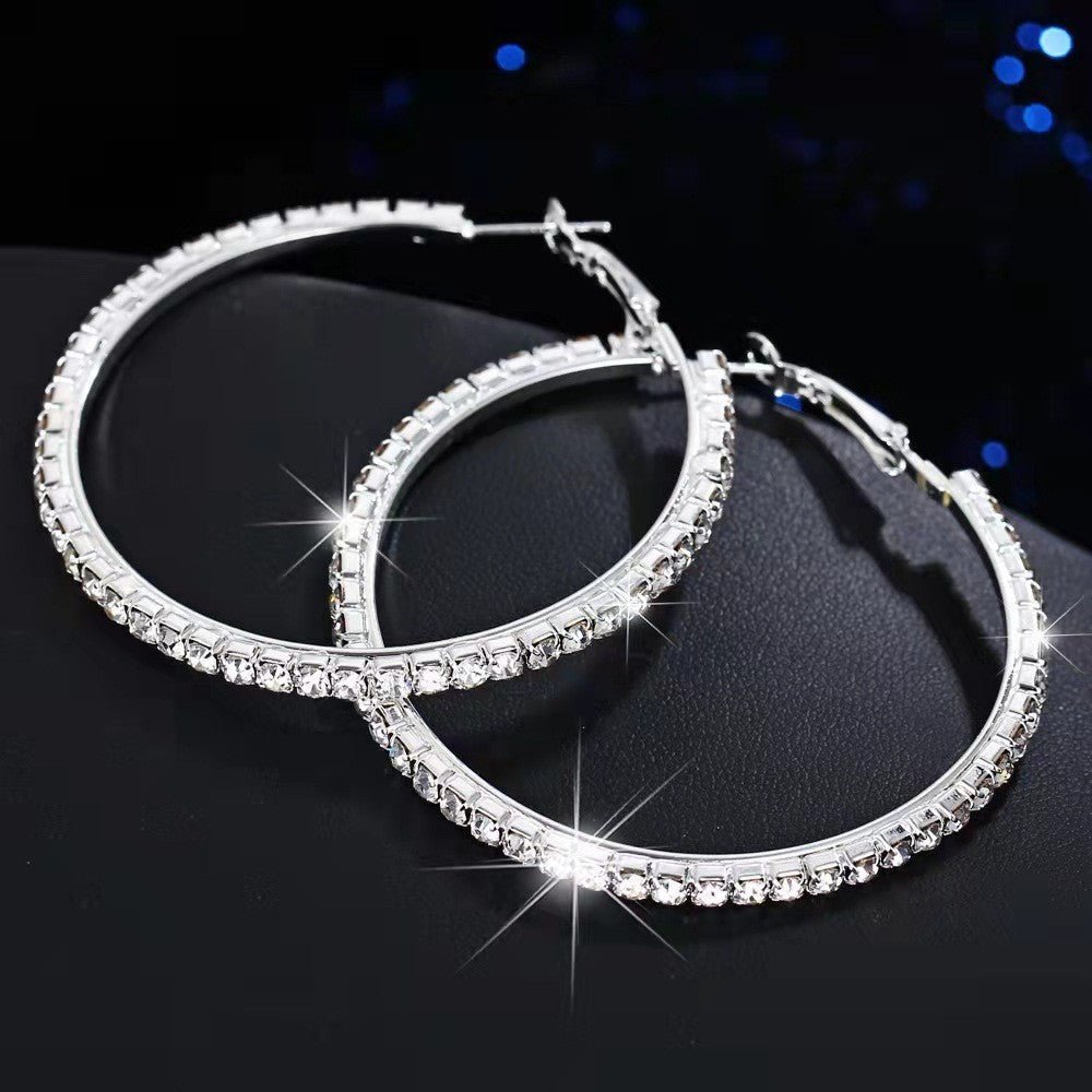 Women's Diamond Fashion Simple Elegant Korean Wear Super Shiny Temperament Personality Earrings - Daebak