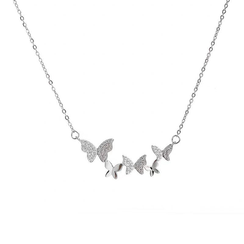 Women's Flash Butterfly Korean Light Luxury Temperament Versatile High-grade Zircon Clavicle Necklace - Daebak
