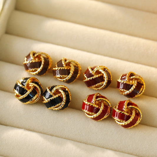 Women's Glaze Knotted Circle Ear Fashion Minority Earrings - Daebak
