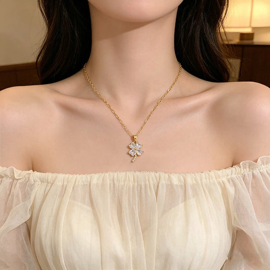 Women's Korean Creative Four-leaf Clover Titanium Steel Necklace - Daebak
