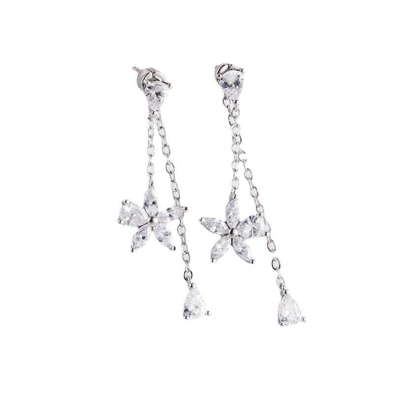 Women's Korean Fresh Five Petal Flower Elegant Stud Earrings - Daebak