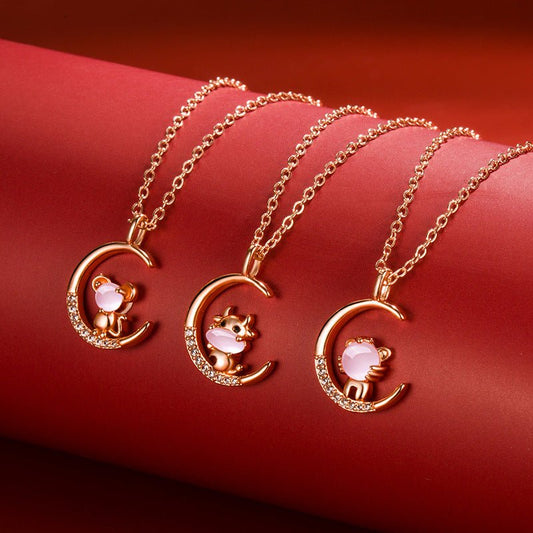 Women's Korean Style Ross Chinese Zodiac Rose Gold Pendant - Daebak
