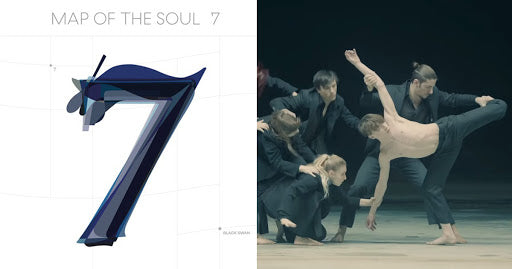 BTS Black Swan art film still featuring MN Dance Company performer mid-leap during Map of the Soul: 7 pre-release