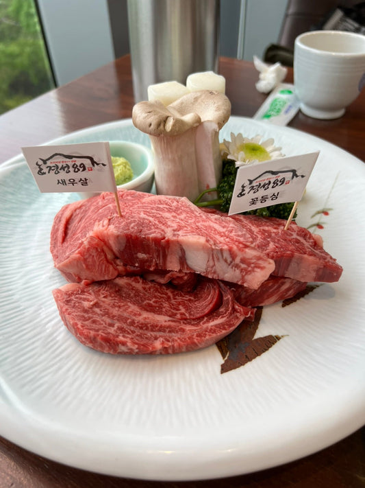 Premium Hanwoo Korean beef with rich marbling