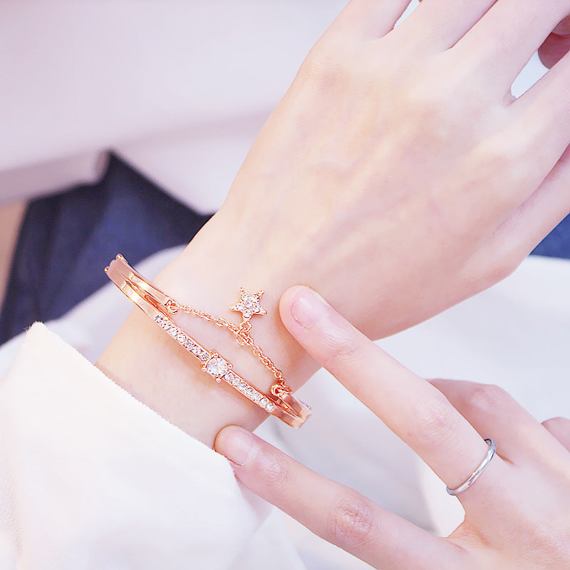 Korean Style Five-pointed Star Simple Heart Bracelet