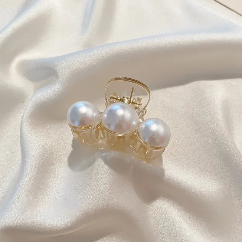 1/4pcs White Pearl Hair Clip Claw for Woman Korean Elegant Shark Clip Fashion Girl's Ponytail Clip Hair Accessories - Daebak
