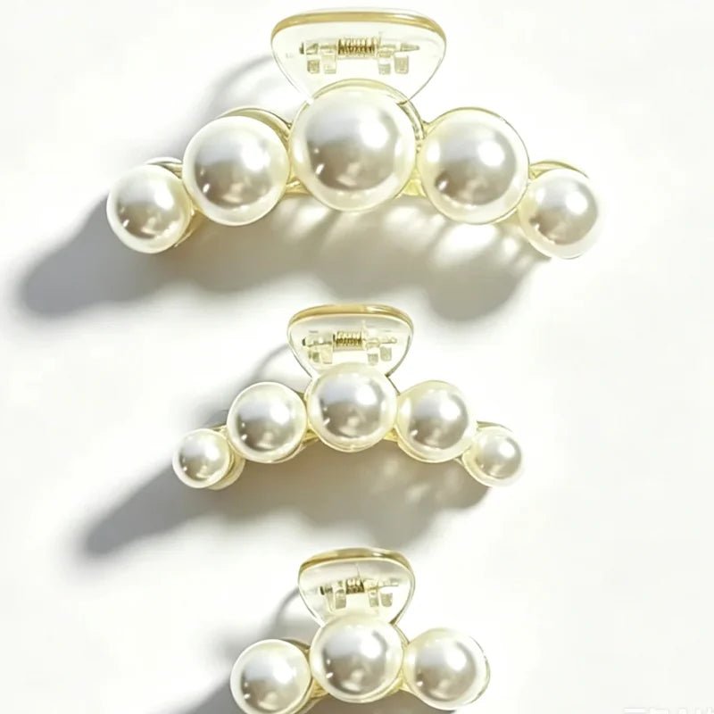 1/4pcs White Pearl Hair Clip Claw for Woman Korean Elegant Shark Clip Fashion Girl's Ponytail Clip Hair Accessories - Daebak