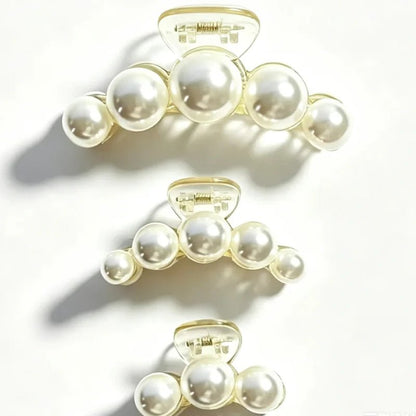1/4pcs White Pearl Hair Clip Claw for Woman Korean Elegant Shark Clip Fashion Girl's Ponytail Clip Hair Accessories - Daebak