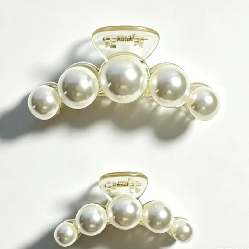 1/4pcs White Pearl Hair Clip Claw for Woman Korean Elegant Shark Clip Fashion Girl's Ponytail Clip Hair Accessories - Daebak