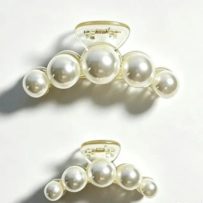 1/4pcs White Pearl Hair Clip Claw for Woman Korean Elegant Shark Clip Fashion Girl's Ponytail Clip Hair Accessories - Daebak