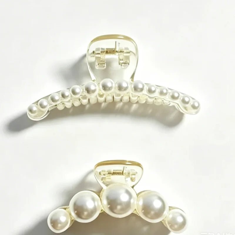 1/4pcs White Pearl Hair Clip Claw for Woman Korean Elegant Shark Clip Fashion Girl's Ponytail Clip Hair Accessories - Daebak