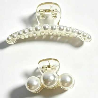 1/4pcs White Pearl Hair Clip Claw for Woman Korean Elegant Shark Clip Fashion Girl's Ponytail Clip Hair Accessories - Daebak