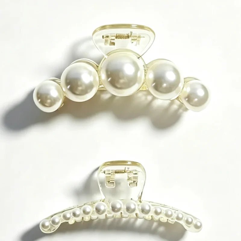 1/4pcs White Pearl Hair Clip Claw for Woman Korean Elegant Shark Clip Fashion Girl's Ponytail Clip Hair Accessories - Daebak