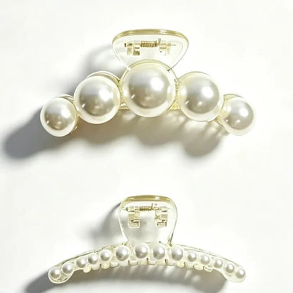 1/4pcs White Pearl Hair Clip Claw for Woman Korean Elegant Shark Clip Fashion Girl's Ponytail Clip Hair Accessories - Daebak