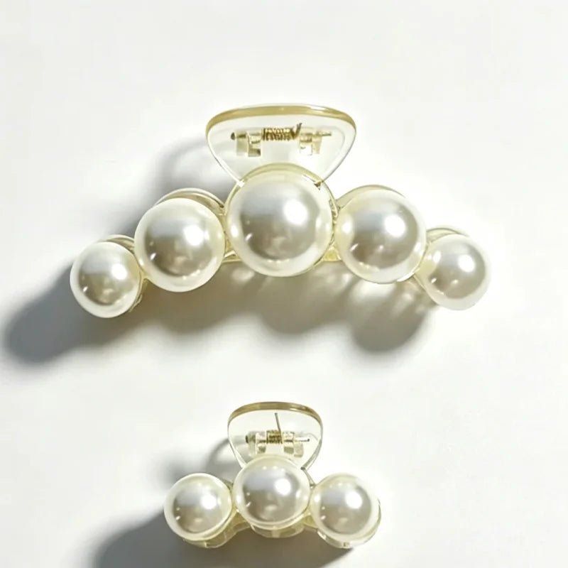 1/4pcs White Pearl Hair Clip Claw for Woman Korean Elegant Shark Clip Fashion Girl's Ponytail Clip Hair Accessories - Daebak