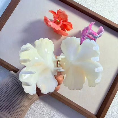 1/6pcs Rendering Colorful Flower Hair Clip for Woman Elegant Korean Style Shark Clip Fashion Girl's Ponytail Clip Hair Clamp - Daebak