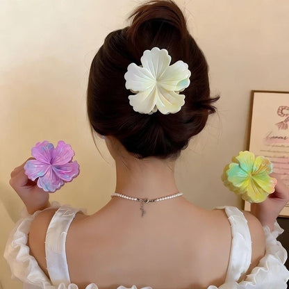 1/6pcs Rendering Colorful Flower Hair Clip for Woman Elegant Korean Style Shark Clip Fashion Girl's Ponytail Clip Hair Clamp - Daebak
