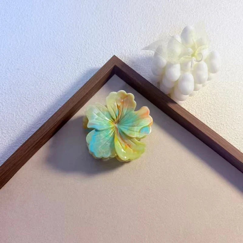 1/6pcs Rendering Colorful Flower Hair Clip for Woman Elegant Korean Style Shark Clip Fashion Girl's Ponytail Clip Hair Clamp - Daebak