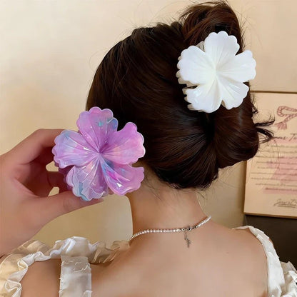 1/6pcs Rendering Colorful Flower Hair Clip for Woman Elegant Korean Style Shark Clip Fashion Girl's Ponytail Clip Hair Clamp - Daebak