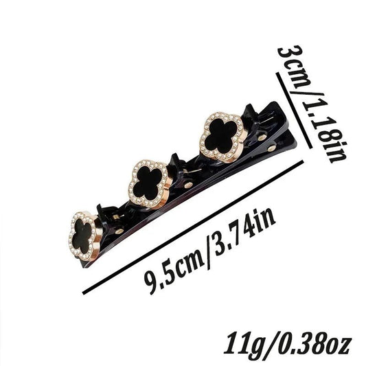 2pcs Korean Style Rhinestone Braided Hair Clip for Woman Elegant Temperament Duckbill Clip Fashion Girl's Side Clip Hairpin - Daebak