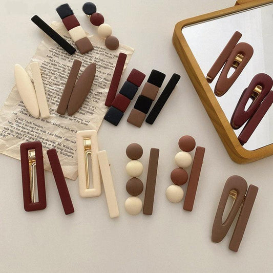 2pcs/Set Fashion Hair Clips Hairpin Geometric Korean Hairgrip Oval Square Hair Barrette Women Headband Gorgeous Hair Accessories For Women - Daebak