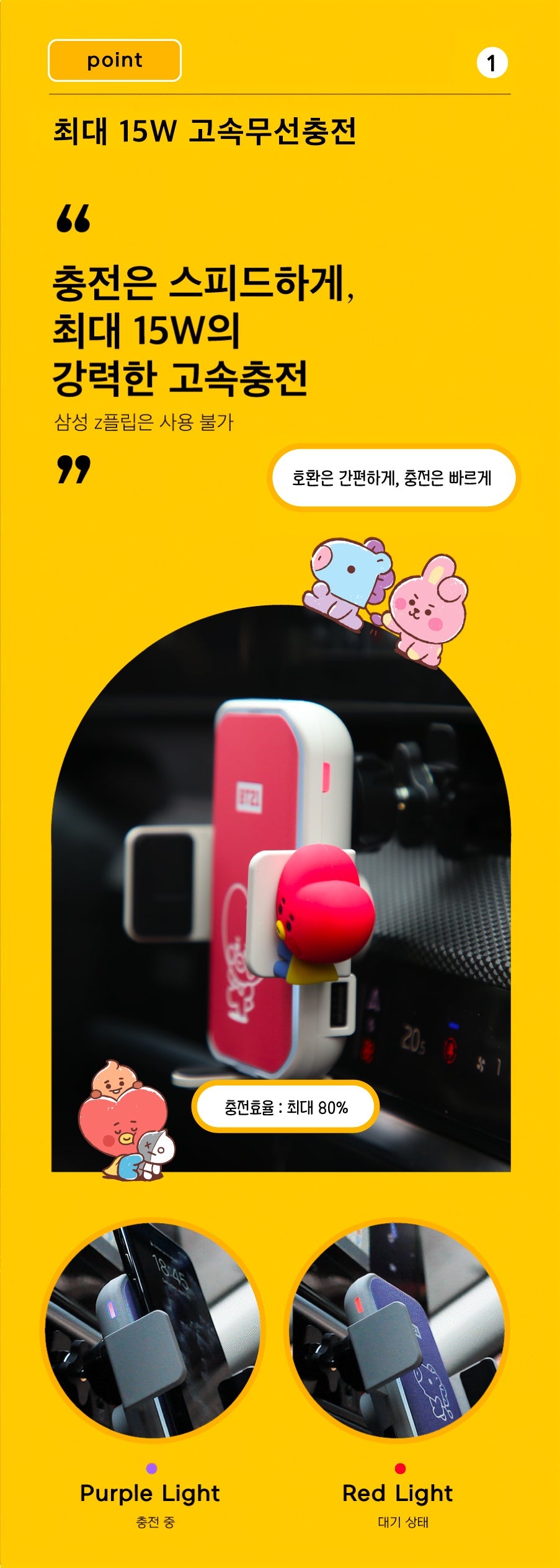(Last stock!) BT21 BABY Fast Wireless Car Charger