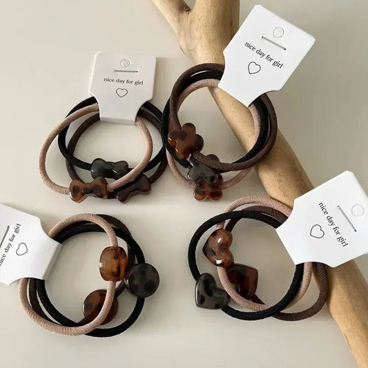 3pcs/set Woman Korean New Classic Leopard Hair Rope Fashion Acrylic Hair Rope Ties Headwear Girls Women Hair Accessories - Daebak