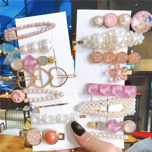 4pcs/set Women Hair Accessories Jewelry Korean Simulation Pearl Barrette Love Hearts Hair Clips For Girls Pink Hairpins Wedding Hair Accessories for Brides and Bridesmaids - Daebak