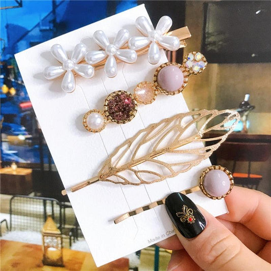 4pcs/set Women Hair Accessories Jewelry Korean Simulation Pearl Barrette Love Hearts Hair Clips For Girls Pink Hairpins Wedding Hair Accessories for Brides and Bridesmaids - Daebak