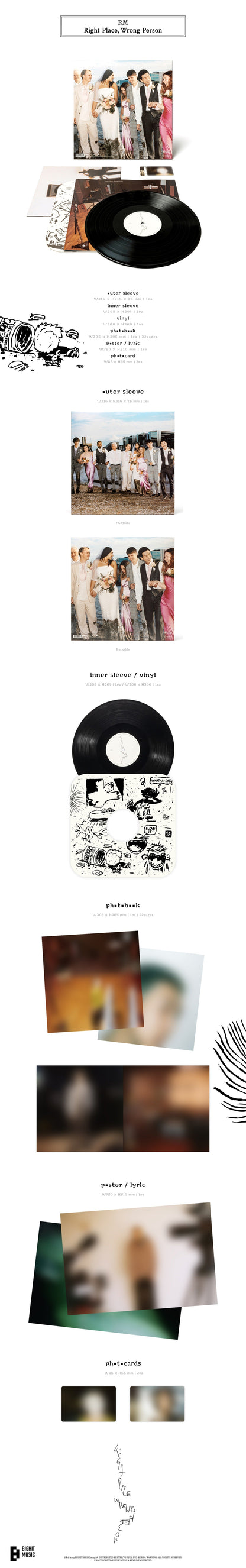 BTS RM Right Place, Wrong Person Vinyl