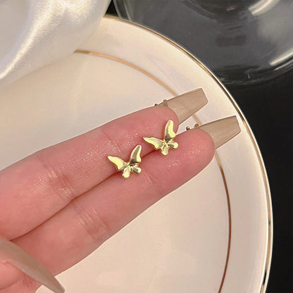 Ins Trendy Small Heart Gold Plated Earrings Minimalist Niche Ladies Ear Studs