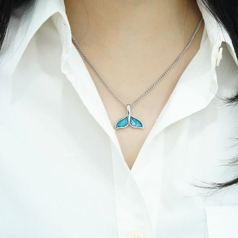 [BTS JK Wears!] Blue Tail Dolphin Pendant Necklace