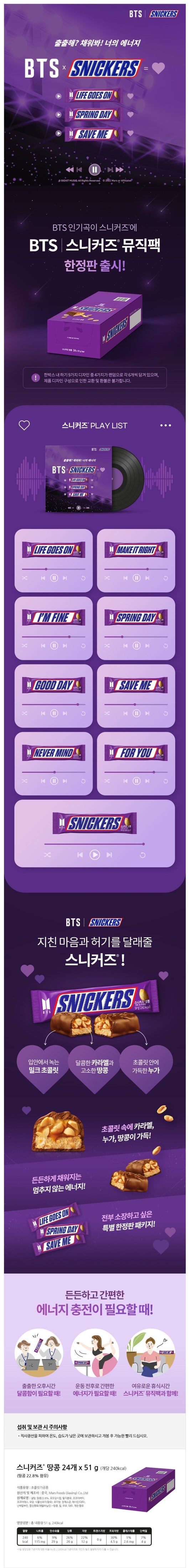 BTS x Snickers Limited Edition Music Pack (51g x 24)